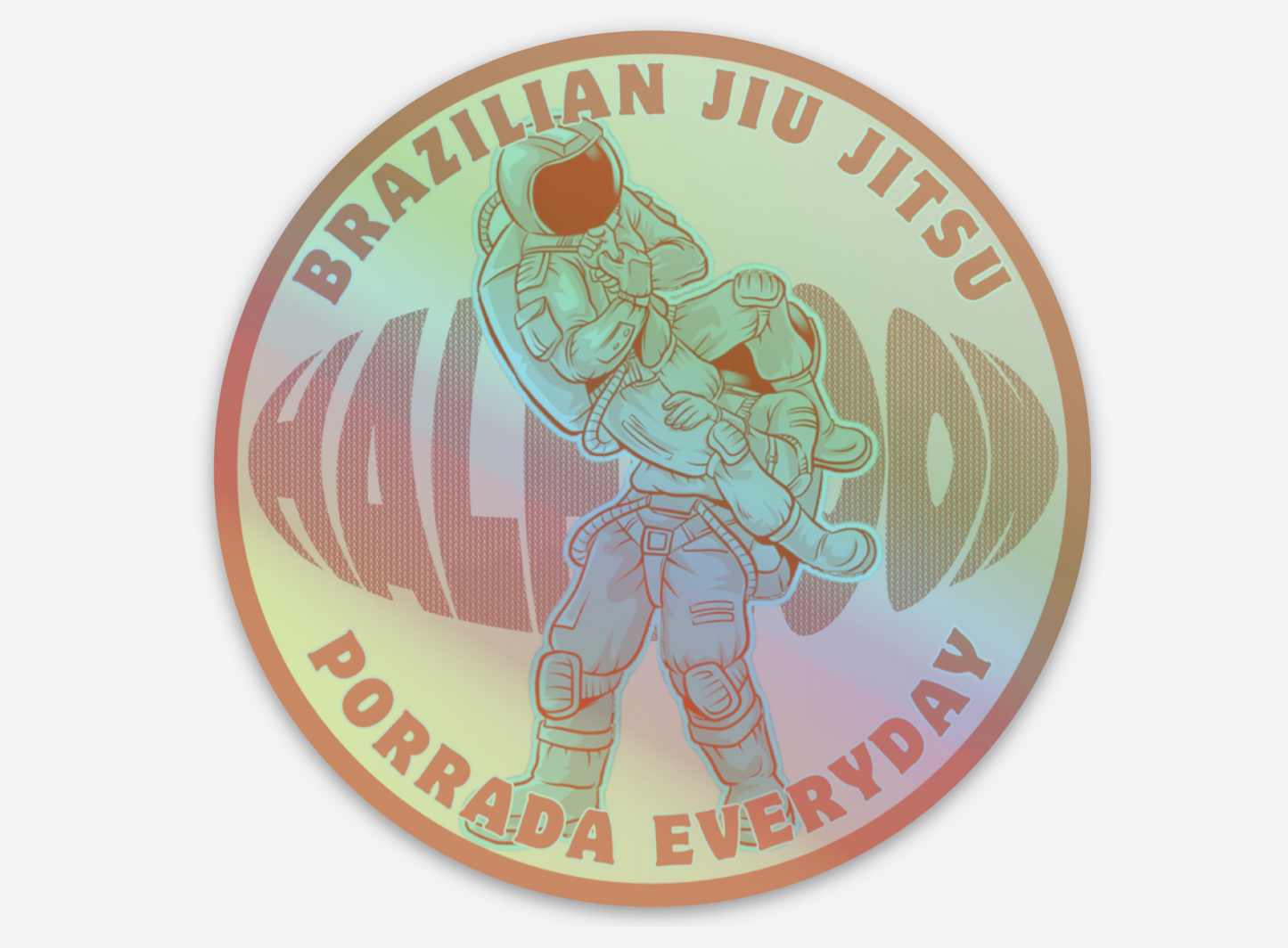 Holographic BJJ Sticker: Astronauts in Juji Gatame